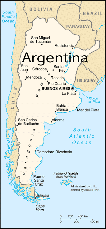 Map of Argentina - Print for easier reading.